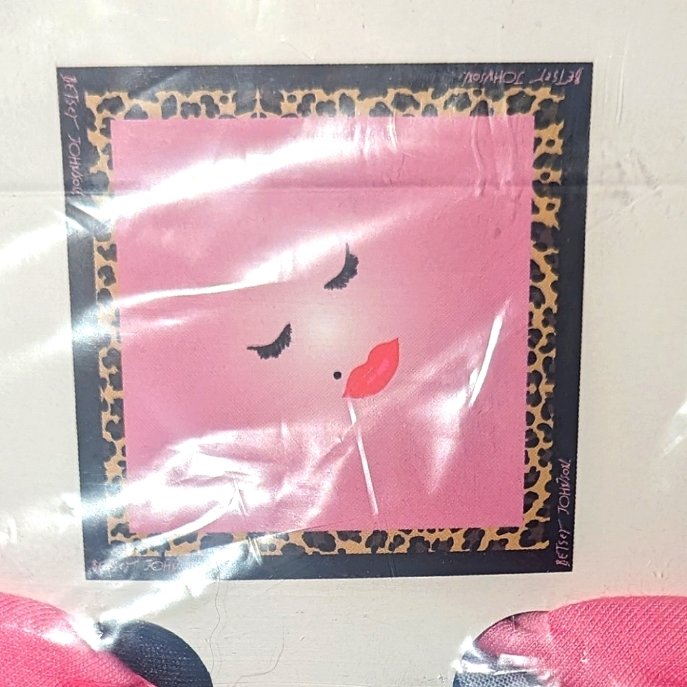 20" Square Bandana Pink Leopard Print Lips Betsey Johnson Head Gear